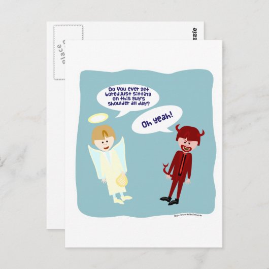 De engel en duivel op mijn schouder briefkaart (Voorkant / Achterkant)