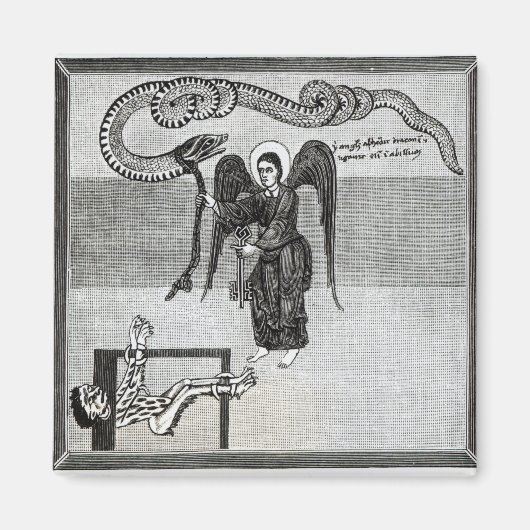 De engel houdt de sleutels van de hel vast magneet (Voorkant)