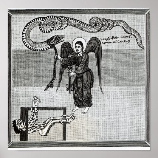 De engel houdt de sleutels van de hel vast poster (Voorkant)