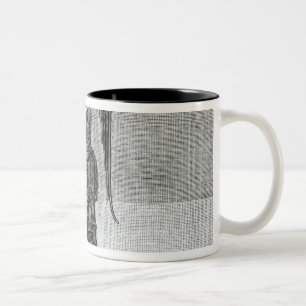 De engel houdt de sleutels van de hel vast tweekleurige koffiemok