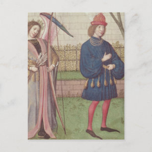 De engel van de liefde lijkt op een minnaar in de briefkaart