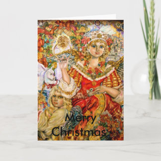 De engel van de poinsettia., Vrolijke Kerstmis Feestdagen Kaart