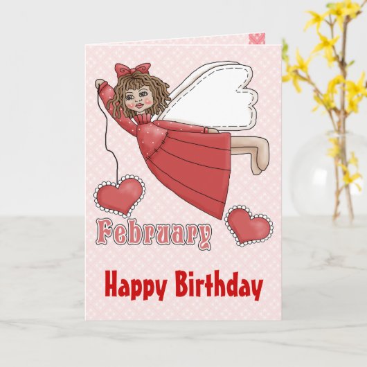 De Engel van de Verjaardag van februari Kaart (Gele Bloem)