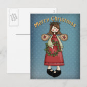 De Engel van Kerstmis met kroon Feestdagenkaart (Voorkant / Achterkant)