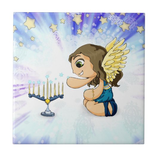 De Engel van Menorah Tegeltje (Voorkant)