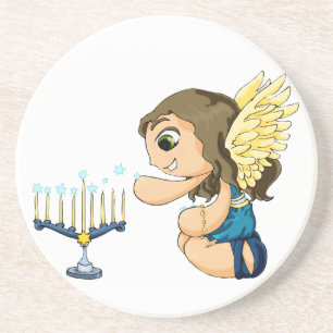 De Engel van Menorah Zandsteen Onderzetter
