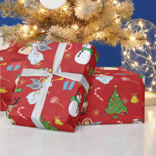 De Engelen van Kerstmis en sneeuwman verpakkend Cadeaupapier