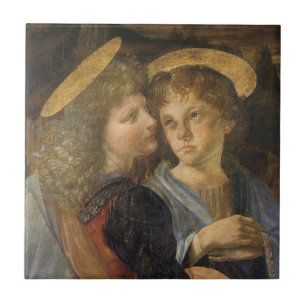 De engelen van Leonardo da Vinci's Doop van Christ Tegeltje