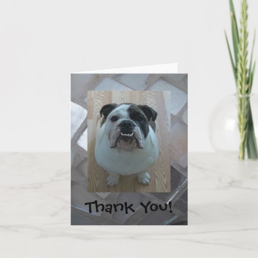 De Engelse buldog dankt u nota neemt van kaarten! Bedankkaart (Voorkant)