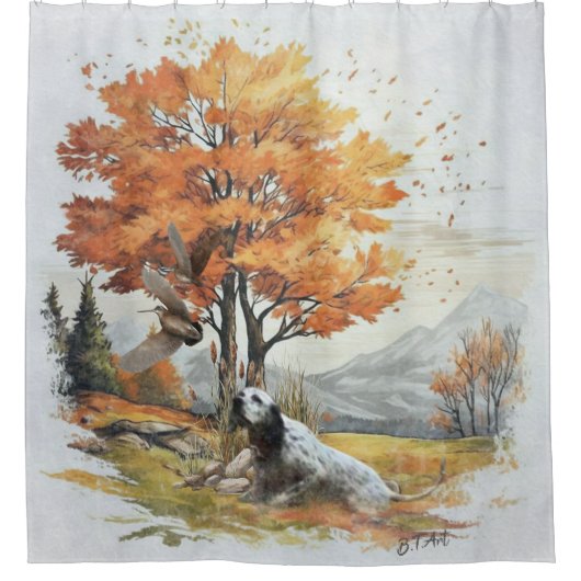 De Engelse Setter, Passion Hunting Douchegordijn (Voorkant)