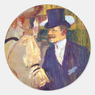 De Engelsman door Toulouse Lautrec, Vintage Kunst Ronde Sticker