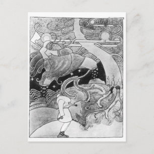 De enorme eik wordt gekapt briefkaart