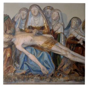De Entombment, 1490 (geverfde steen) (detail) 2 Tegeltje