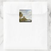 De estuarium met een kasteel vierkante sticker (Tas)