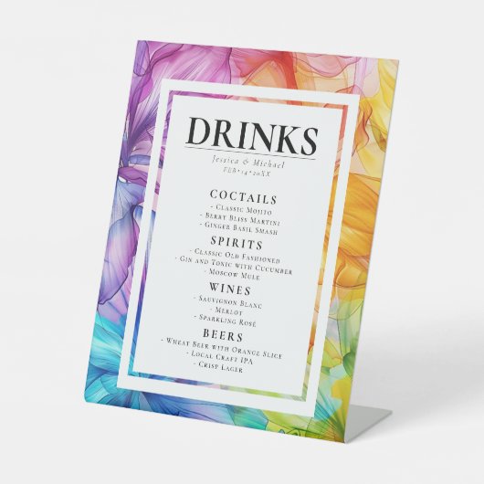 De etherische DRINKEN bloeien Reclamebord Met Voetstuk (Voorkant)