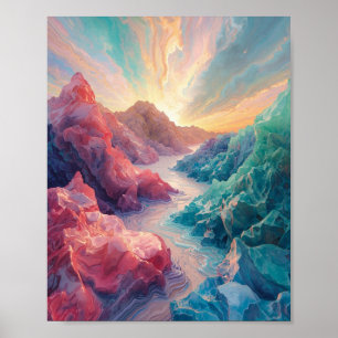 De etherische samenvloeiing van kristallijne toppe poster