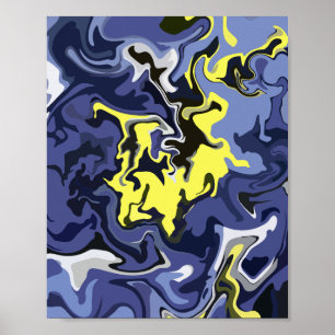 De etherische stroom van geel en blauw poster
