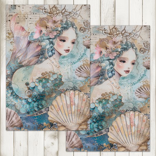 DE ETHERISCHE ZEEJONKVROUW DECOUPAGE TISSUEPAPIER