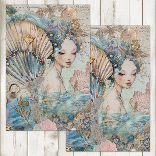 DE ETHERISCHE ZEEJONKVROUW DECOUPAGE TISSUEPAPIER