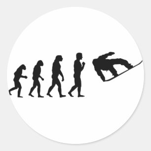 De evolutie snowboarden ronde sticker