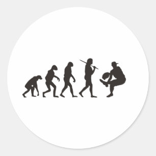 De evolutie van de honkbalpitcher ronde sticker
