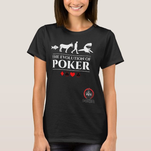 De evolutie van poker vis, ezel, mens, Card Sha T-shirt (Voorkant)