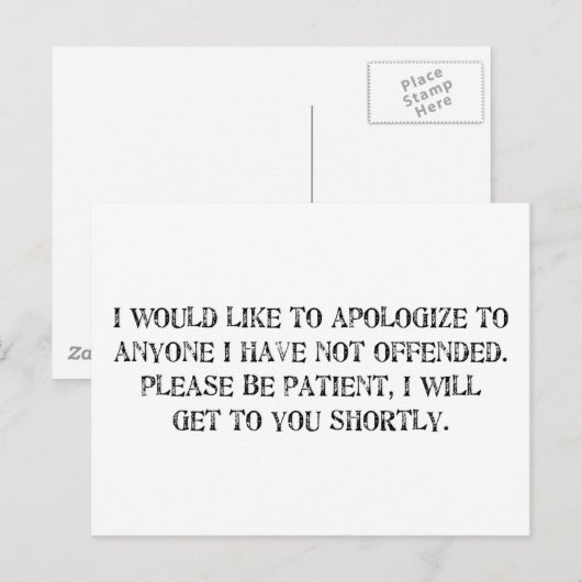 de excuses briefkaart (Voorkant / Achterkant)