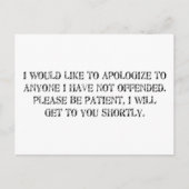 de excuses briefkaart (Voorkant)