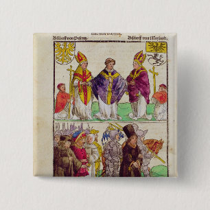 De executie van Jan Hus Vierkante Button 5,1 Cm