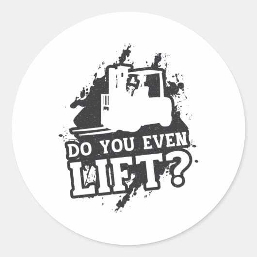 De exploitant van het vorkheftrucje houdt zelfs Fo Ronde Sticker (Voorkant)