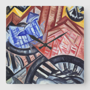 De fabriek en de brug vierkante klok