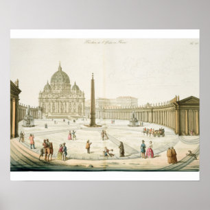 De façade van St. Peter in Rome met de Piazza in f Poster