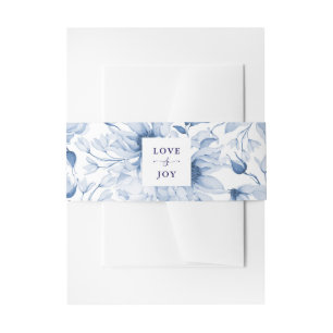 De Faire-part Bandeau ventral d'invitation florale bleue Love &