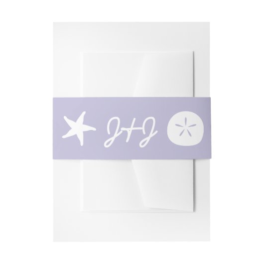 De Faire-part Bandeau ventral Summer Seashells in Lavender Invit (Devant example)