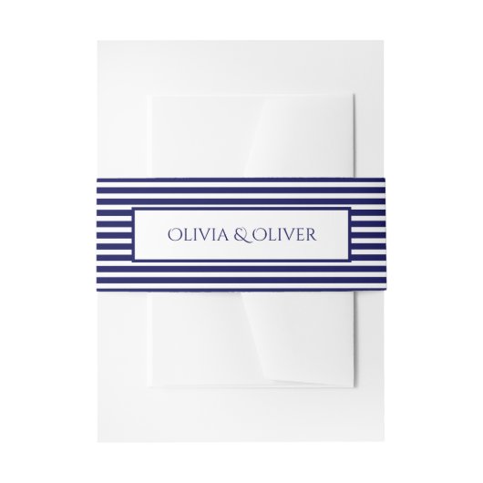 De Faire-part Bleu marine et blanc rayé - Bandeau (Devant example)