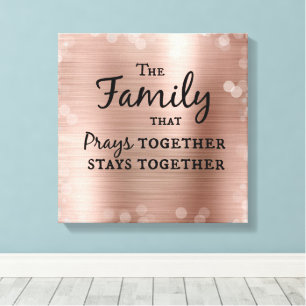 De familie die samen bidt, blijft bij elkaar canvas afdruk