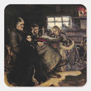 De familie Menshikov in Berizovo, 1883 Vierkante Sticker