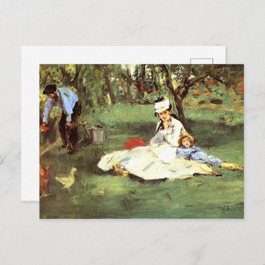De familie Monet in hun tuin Edouard Manet Briefkaart (Voorkant / Achterkant)