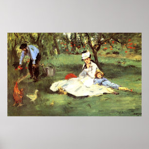 De familie Monet in hun tuin Edouard Manet Poster