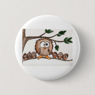 De familie Owl Ronde Button 5,7 Cm