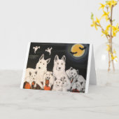 De Familie van de Hond van Halloween Kaart (Gele Bloem)