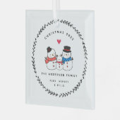 De familie van drie kerstmannen glas ornament (Voorkant links)