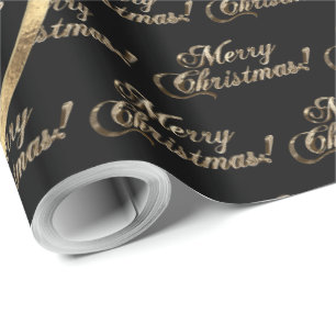De familie Williams Faux Gold Black Christmas Cadeaupapier