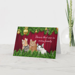 De familieKerstmis van het kat Feestdagen Kaart