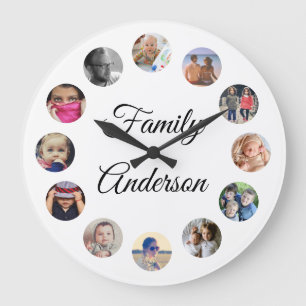 De familienaam van de bestemming uploadt foto grot grote klok