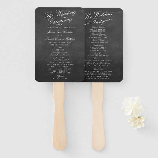 De Fancy Collecties van het Chalkboard Wedding Handwaaier (Voorkant en achterkant)