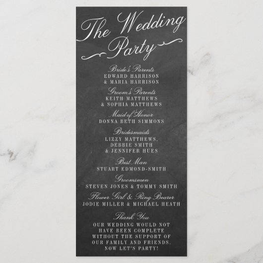 De Fancy Collecties van het Chalkboard Wedding Programma (Achterkant)