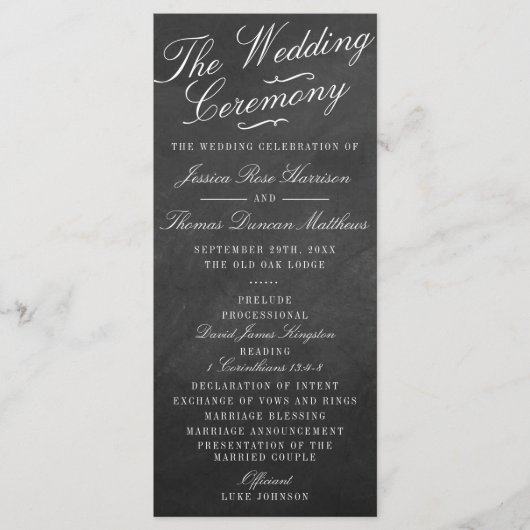De Fancy Collecties van het Chalkboard Wedding Programma (Voorkant)