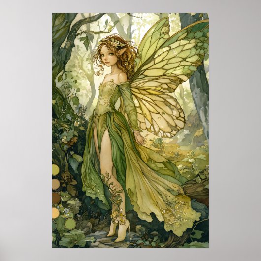 De fantasiekunst van het Enchanted Fairy Emerald F Poster (Voorkant)
