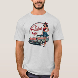 De fantastische jaren vijftig Retro Car Girl Graph T-shirt